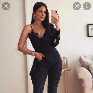 Zara asymmetrical top with lace detail